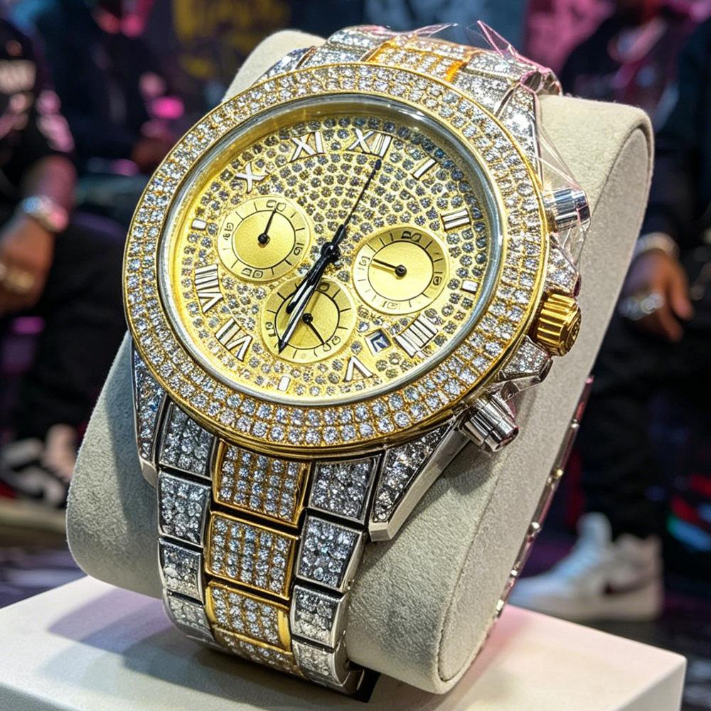 NO Logo Silver Gold Full Diamo - Luxury Watch And Jewelry Brand review and price