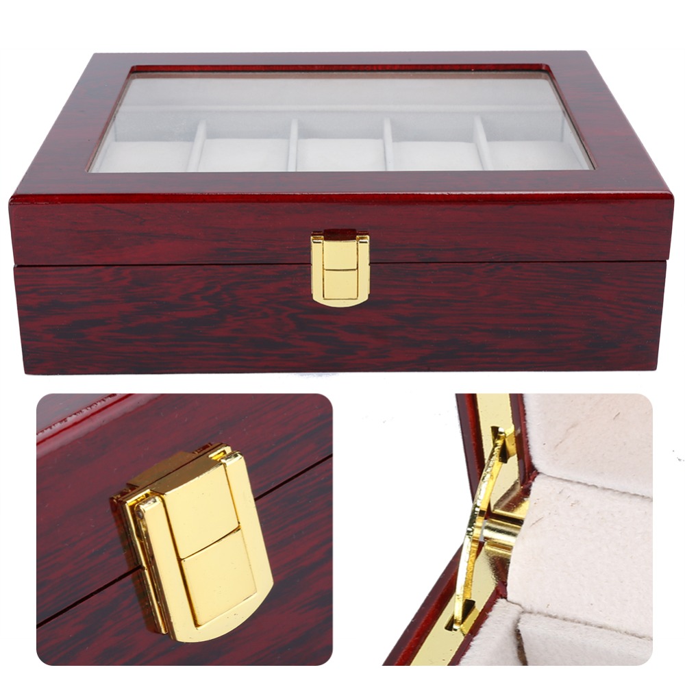 Dustproof Wooden Watch Box 10  - Luxury Watch Collection Box review and price